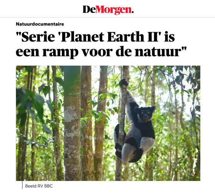 2017-01-03-De Morgen-Planet EarthII-Quote Michael Sanderson