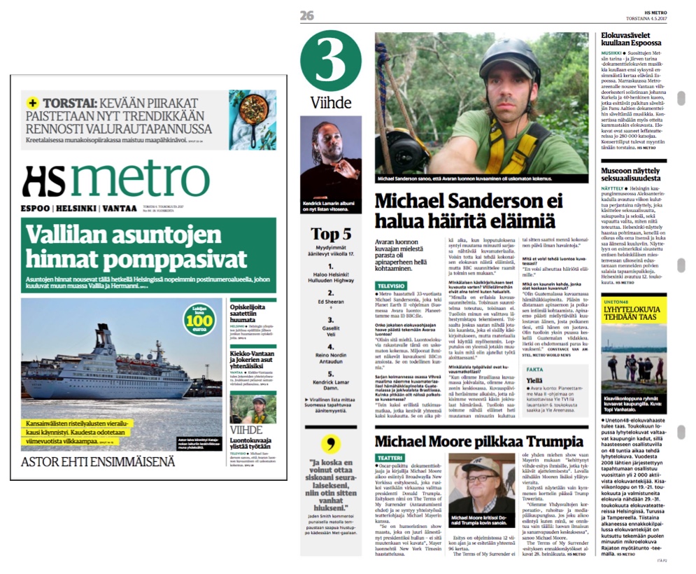 2017-METRO-Finland-Michael Sanderson-newspapper