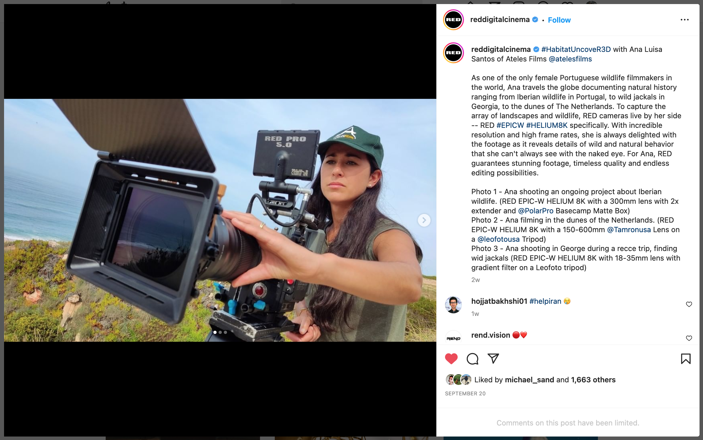 Ana Luisa Santos - Red Digital Cinema - HabitatUncovered - Instagram 2022